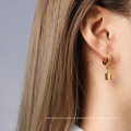 Custom design jewelry 18k gold plating drop earrings lock earrings